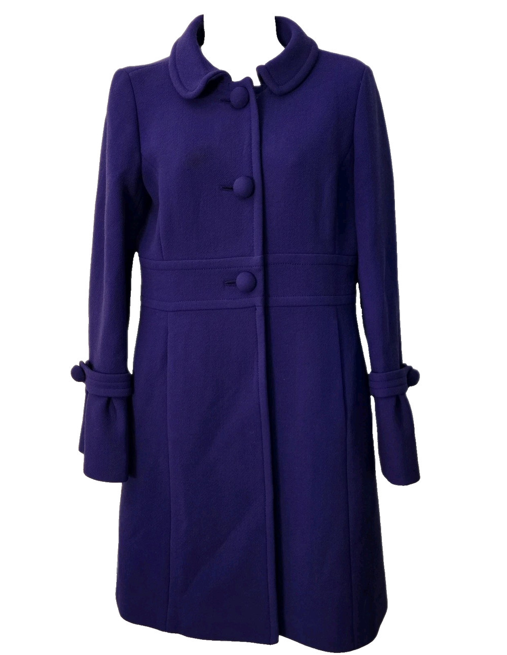 J.Crew Double Cloth Lady Day Coat Purple Wool Blend Flared Cuff Classy Chic Sz 2